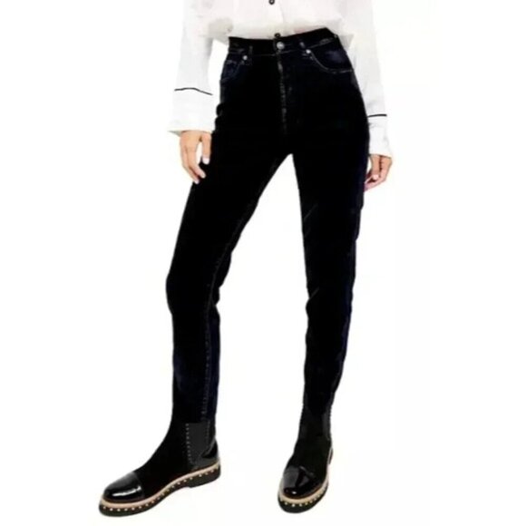FREE PEOPLE Black Velvet Skinny Jeans Size 26 - Picture 2 of 12